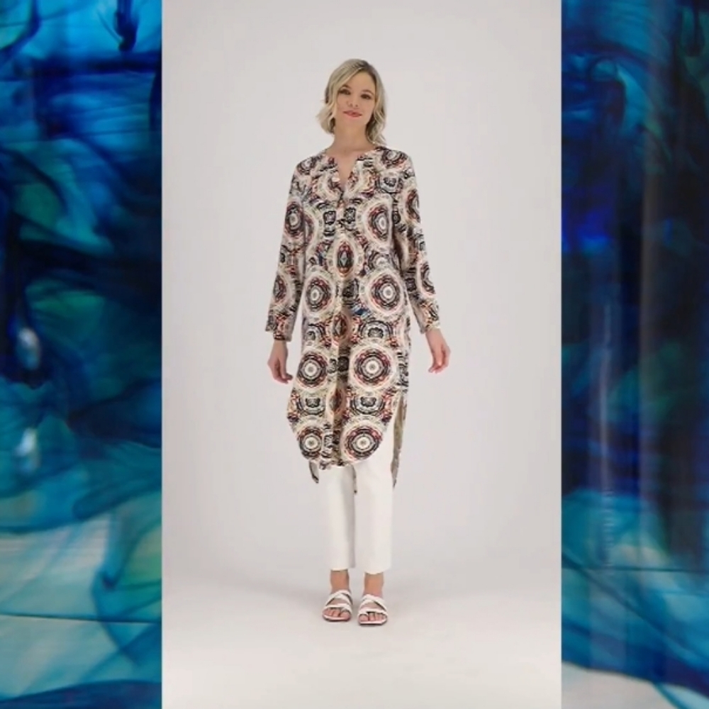 Attitudes by Renee Global Illusions Printed Caftan 1x